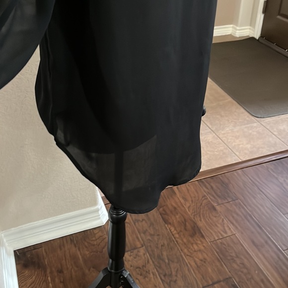 Forever 21 black sheer button down HiLo top - Picture 11 of 17